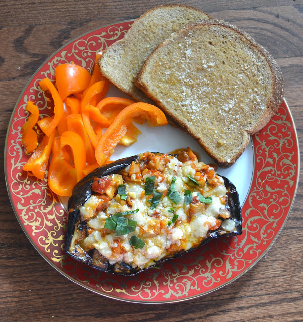 Grilled Eggplant Parmesan Boats