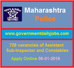 MAHARASHTRA POLICE RECRUITMENT 2016 APPLY ONLINE FOR 728 ASI & CONSTABLE POSTS