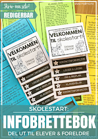 Malimo - Infobrettebok til skolestart. En kjempepraktisk måte å dele ut info til foreldre og elever. Henger fint på kjøleskapet! Fyll rett inn i malen