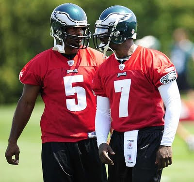 Michael Vick and Donovan McNabb practicing together