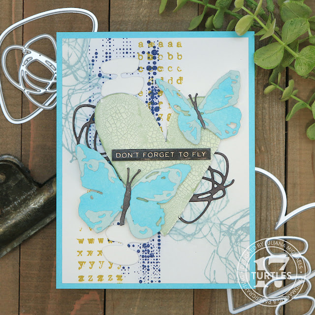 Don't Forget To Fly Card by Juliana Michaels featuring Tim Holtz  Brushstroke Butterflies and Abstract Faces