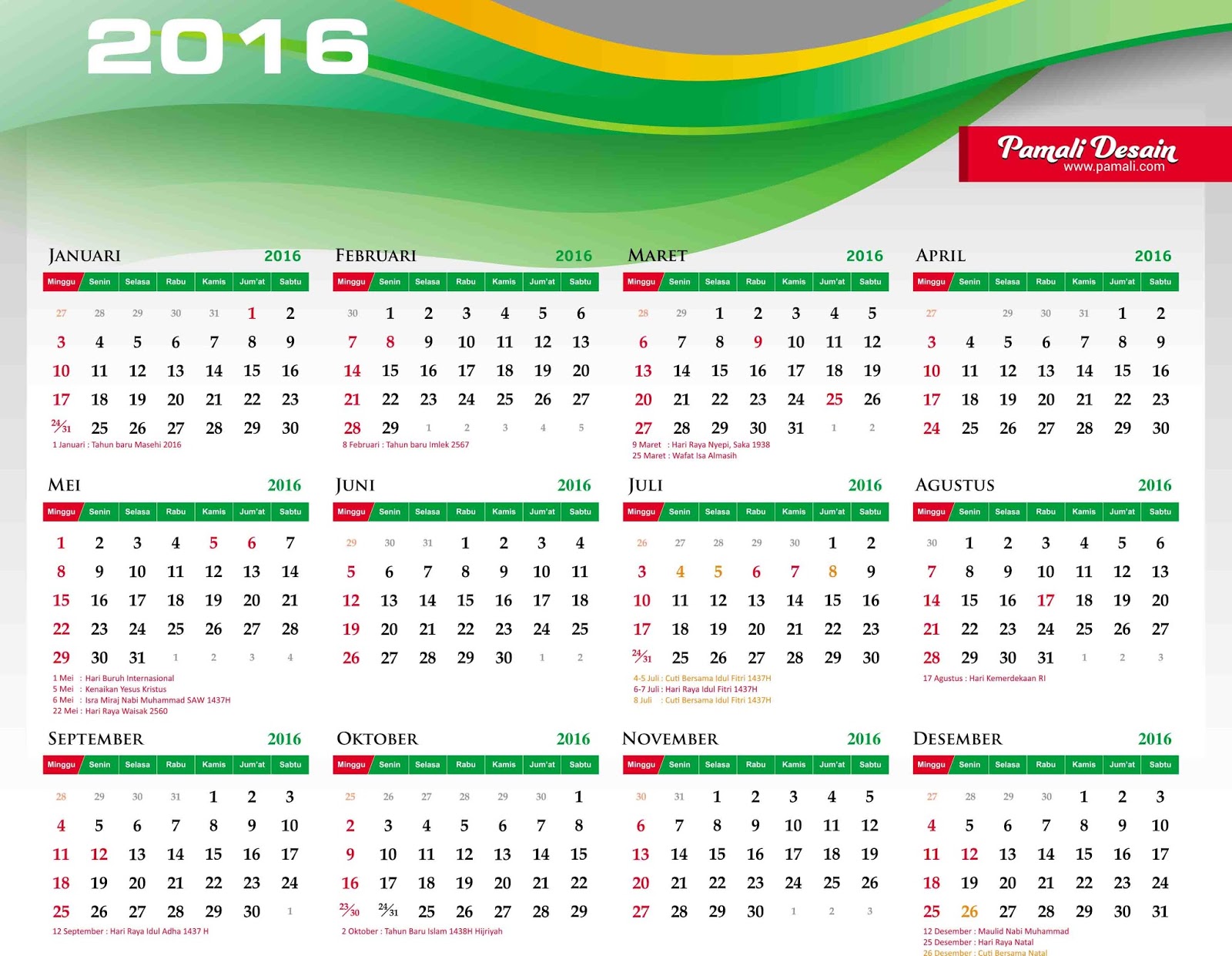 Kalender Tahun 2021 Beserta  Jadwal Tanggal Hari Libur 