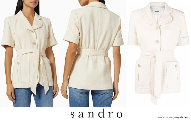 Crown Princess Victoria wore SANDRO belted short sleeve blazer