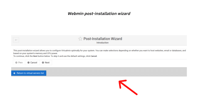 Webmin post-Installation wizard