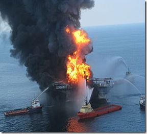 Deepwater Horizon on fire after BP oil spill in US Deepwater Horizon on fire after BP oil spill in US