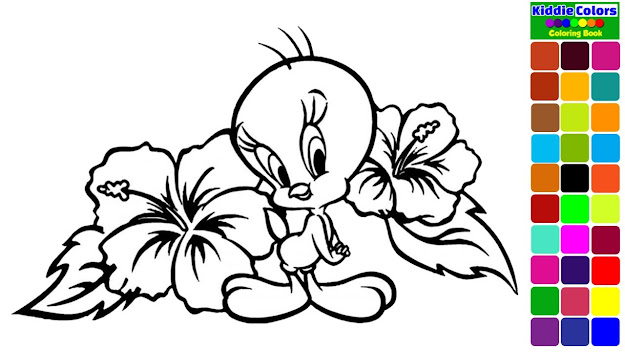 Coloring Pages For Girls  Color Tweetie Bird And Cute Girl Coloring Pages  For Children
