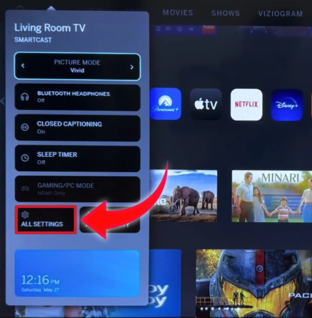 Vizio tv settings