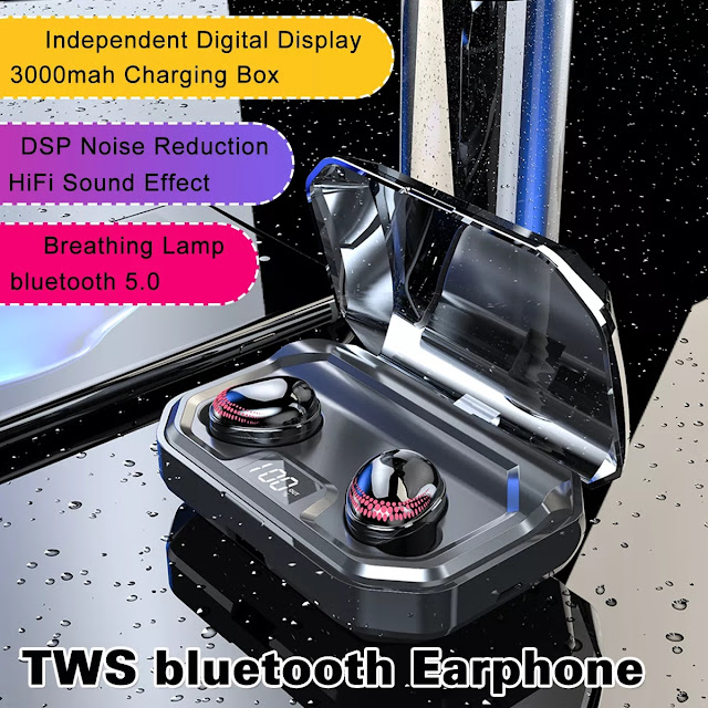 TWS Wireless bluetooth 5.0 Earphone Digital Display DSP Noise Cancelling 3000mAh Power Bank Bliateral Call Headphone
