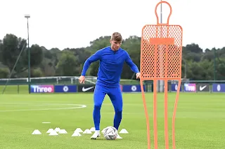 Chelsea New signing Timo Werner trains with the team for the first time