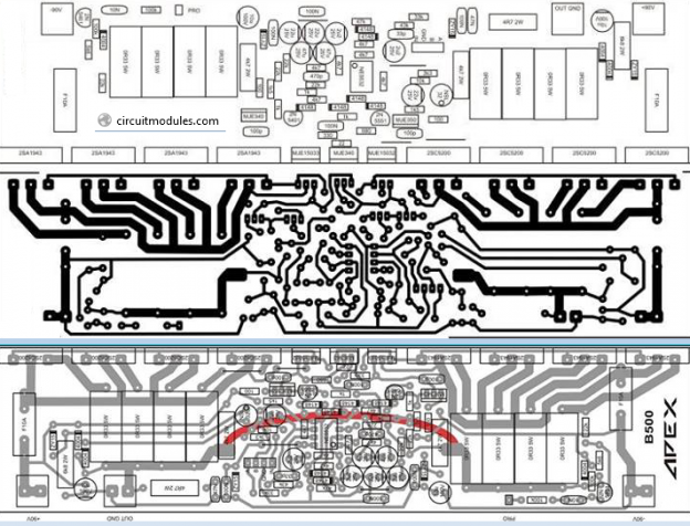 PCB 500W Power Amplifier Layout APEX B500 