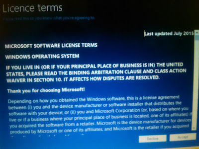 licence agreements windows 10