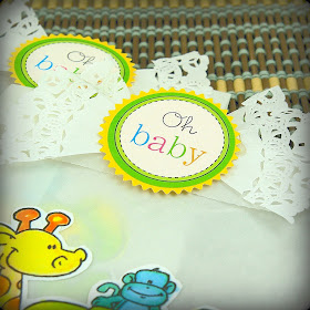 SRM Stickers Blog - DIY Baby Shower by Michelle- #baby #shower  #DIY #kit #glassine #bag #doily #twine #stickers