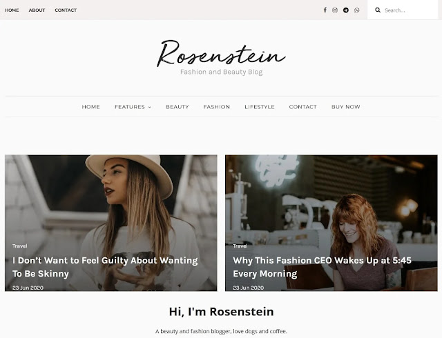 Rosenstein Fashion Blogger Templates 2020 Free Download