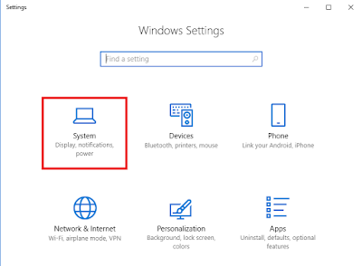 Contoh gambar pengaturan atau settings windows 10