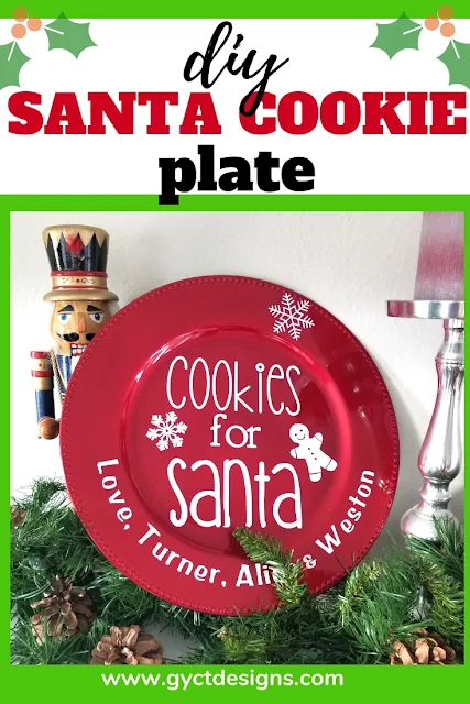 Make your own easy DIY Santa Cookie Plate for setting out cookies Christmas Eve for Santa Claus.  Makes a fun and quick holiday tradition.