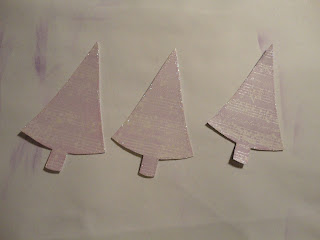 Purple embossed tree shapes with glitter