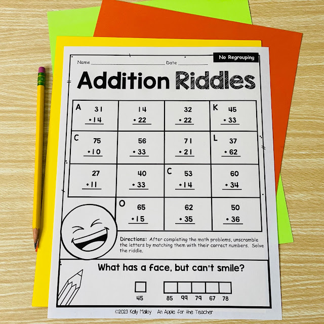 2-Digit Addition with Engaging Math Riddles For 2nd Graders Worksheets