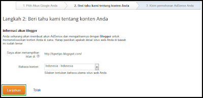 Setting bahasa untuk google adsense