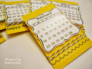 SRM Stickers Blog - Mini Calendar Tutorial by Roberta - #calendar #mini #gift #2014 #twine #borders #stitches #clear box