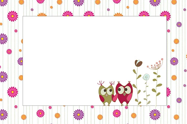 Owls Couple Free Printable Invitations, Labels or Cards.