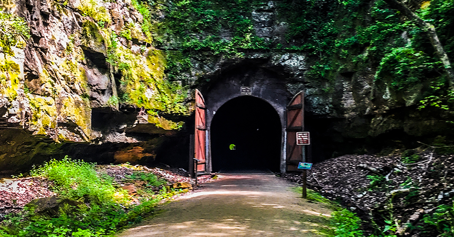 Entering a tunnel on the Elroy Sparta Trail