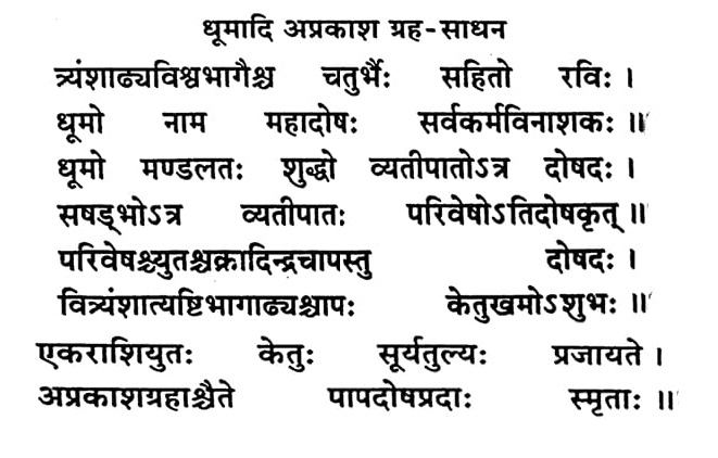 धूम इत्यादी अप्रकाश ग्रह का साधन करने की विधि