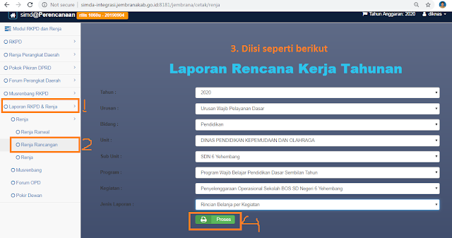 Langkah-langkah Cetak RKA Simda Terintegrasi