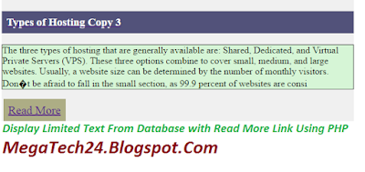 PHP MySQL Display Limited Words with Read More Link