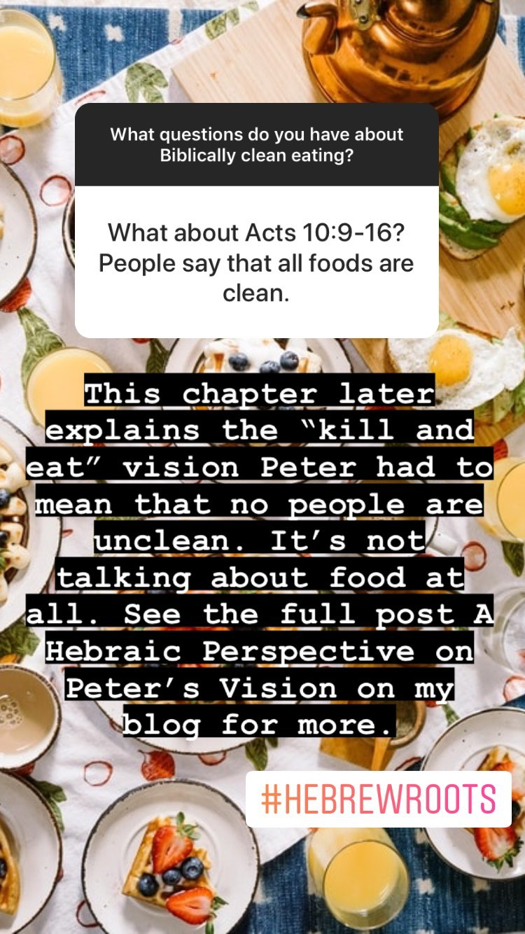 Acts 10 and Biblically clean eating Q+A - Peter's kill and eat vision from a Hebraic perspective | Land of Honey