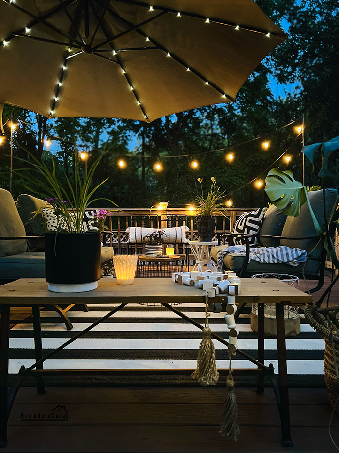 string lights on deck - patio summer decor