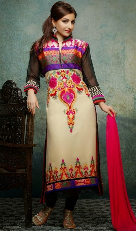 New Arrival Embroidery Neck Straight Salwar Kameez