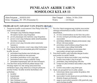 Soal PAT Sosiologi Kelas 11 dan Jawabannya