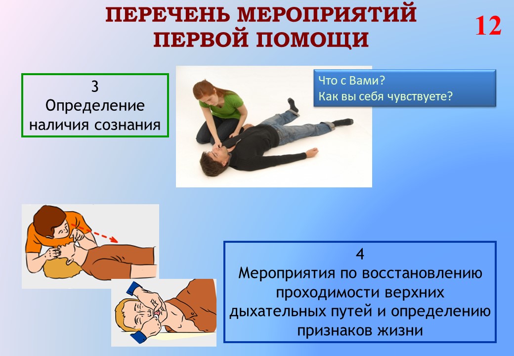 Тест оказание первой помощи признаки. Наличие сознания у пострадавшего. Мероприятия первой помощи. Определить наличие сознания у пострадавшего.. Основные мероприятия первой помощи.