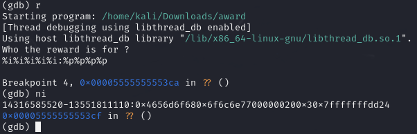 data reading from stack