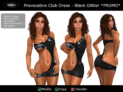 BSN Provocative Club Dress - Black Glitter Promo