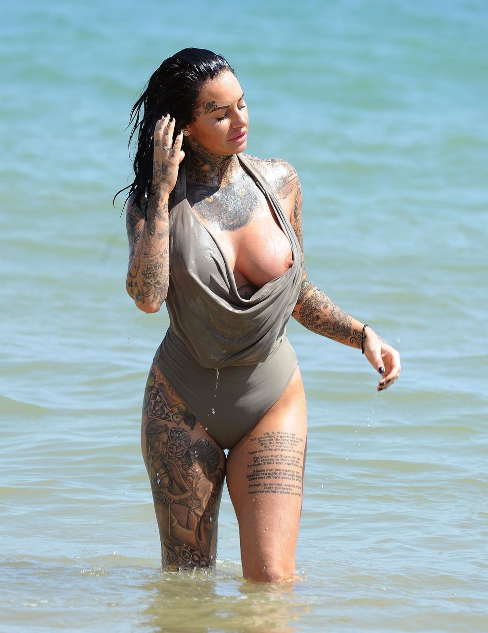 Jemma Lucy suffered a wardrobe malfunction on the beach in Cyprus
