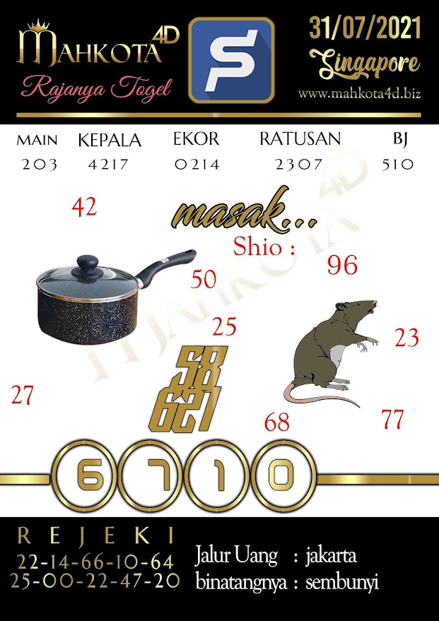 Syair Prediksi Togel Singapore - SGP Sabtu, 31 - Juni - 2021