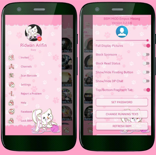 BBM Mod pink Color Tema Kucing v3.3.1.24 New Version Update Apk 