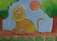 Harmony Arts Academy Drawing Classes Tuesday 08-September-2015 9 yrs Chaitrali Suhas Bhagwat Lion Animal Drawing Poster Colours