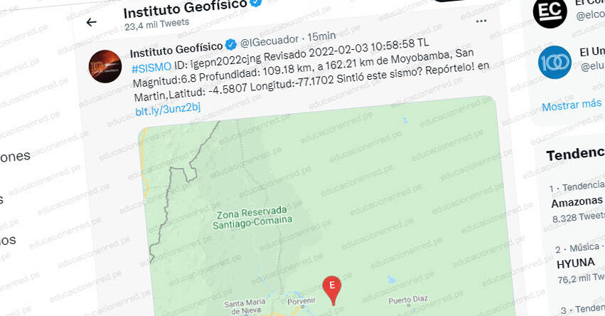 TERREMOTO en Ecuador de Magnitud 6.8 (Hoy Jueves 3 Febrero 2022) Sismo Temblor Epicentro - USGS