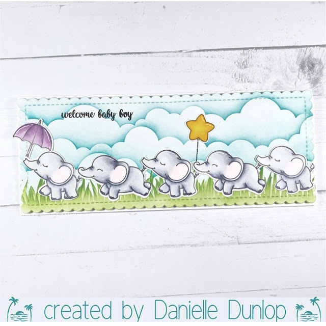 Sunny Studio Stamps: Baby Elephants Customer Card by Danielle Dunlop