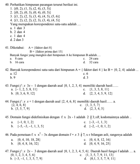 Download Soal dan Kunci Jawab Siap Penilaian Akhir Semester 1 (PAS 1) Mapel Matematika SMP/MTs Kelas 8 (Delapan/VIII) Kurikulum 2013/K-13 Tahun 2019/2020 I pdf