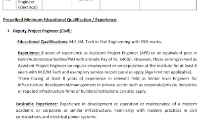 Deputy Project Engineer - Civil and Electrical Jobs in Indian Institute of Science Bengaluru