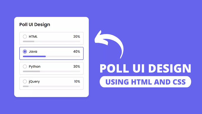 Poll UI Design using HTML CSS & JavaScript