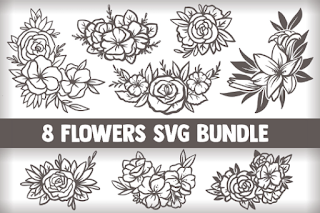 Flower SVG Bundle, rose svg, flowers svg, bouquet svg, floral svg, leaf svg, leaves svg, wreath svg, svg designs, svg files for cricut, png