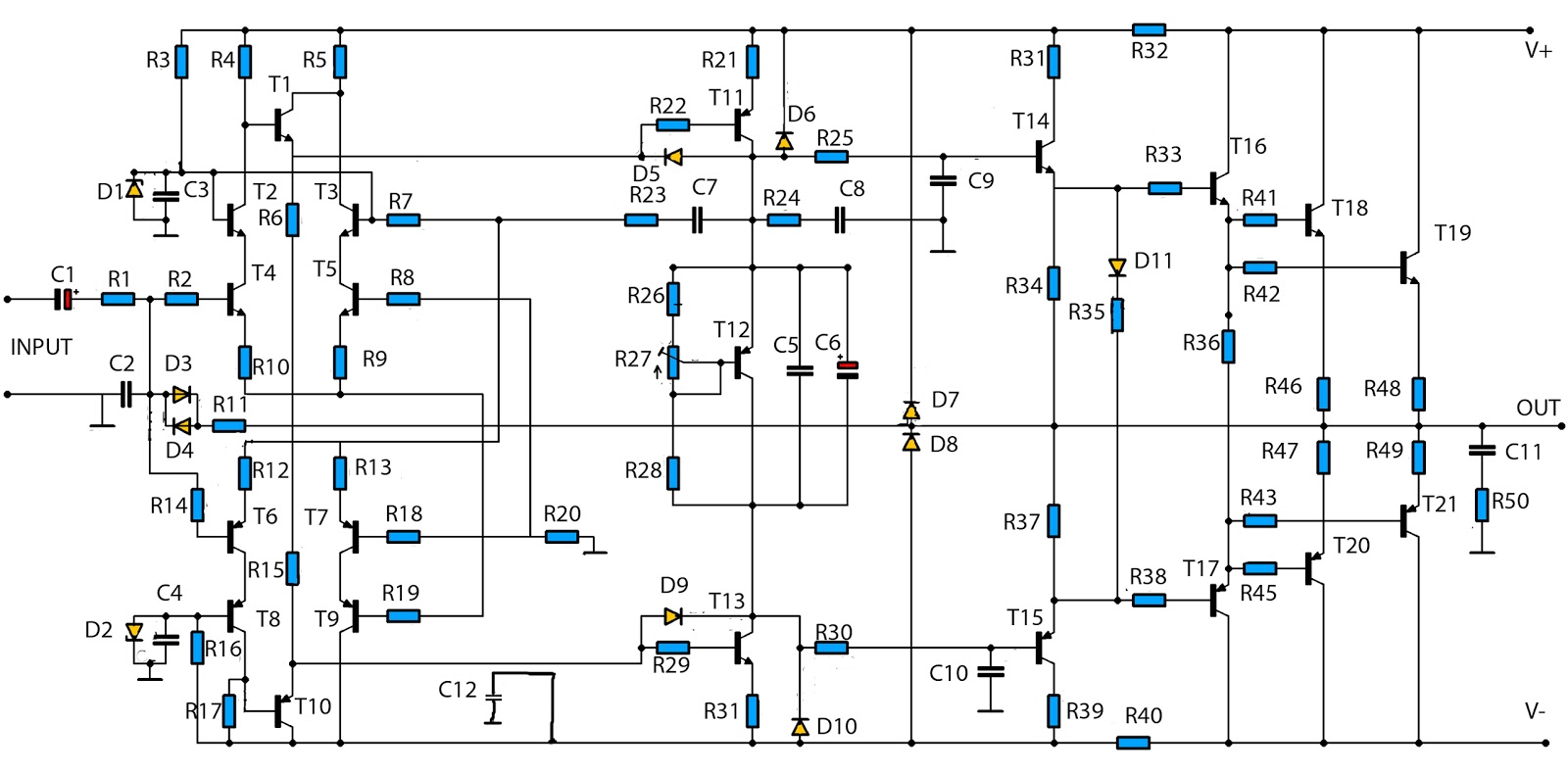 Amplifier High Quality Cu   rcuit Diagram - 2800w High Power Audio Amplifier Circuit Diagram - Amplifier High Quality Curcuit Diagram