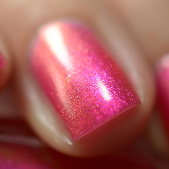 Hot pink nail polish with shimmer