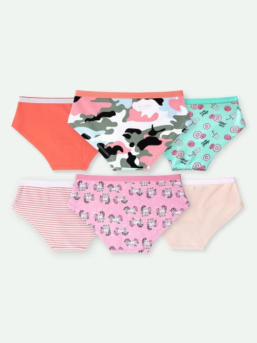Girls Pack Of 6 Assorted Basic Briefs