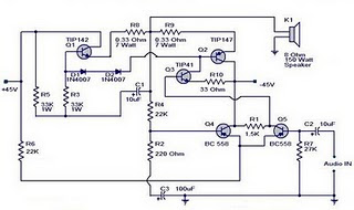 150 watts power amplifier circuit