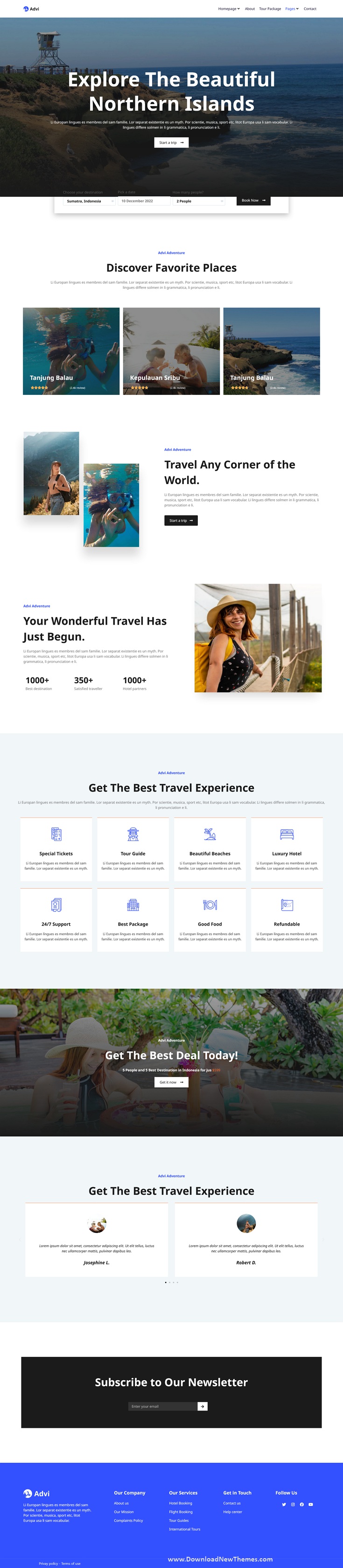 Download Creative Tour and Travel Elementor Pro Template Kit